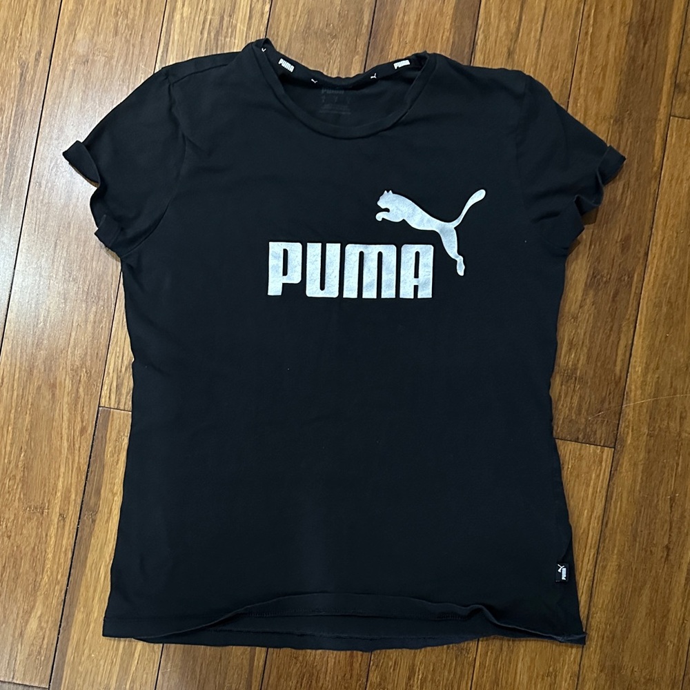 PUMA Women's Black Tee with silver  Logo